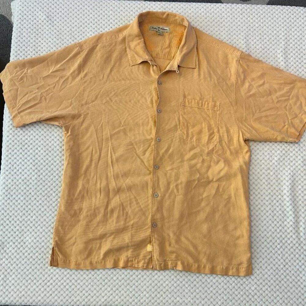 Tommy Bahama men's button down shirt - orange - XL